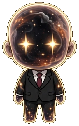 Eternal — chibi nebula figure in a black suit and burgundy tie